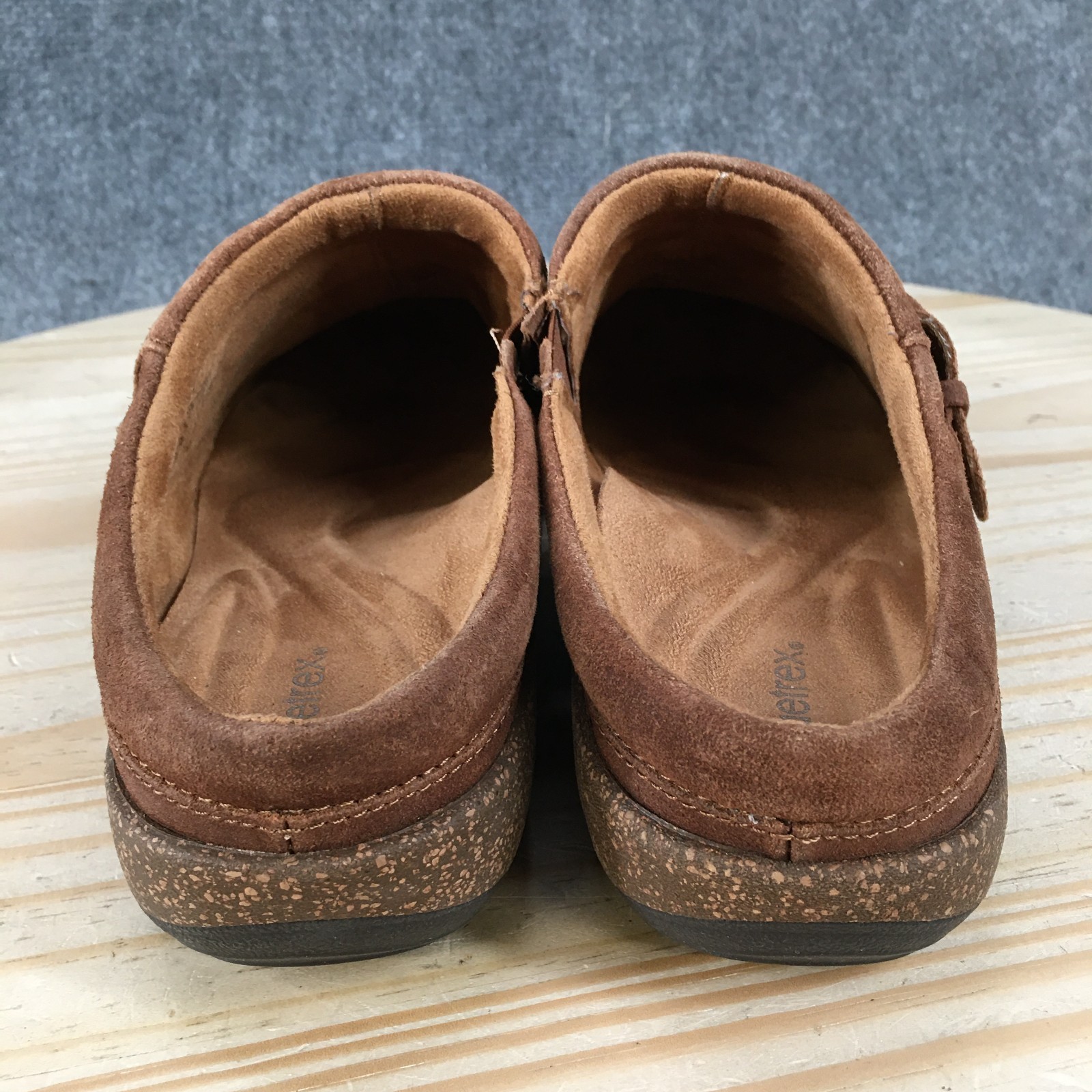 Aetrex Libby Shoes Womens 9-9.5 Casual Slip On Comfort Mule Clogs Brown Leather