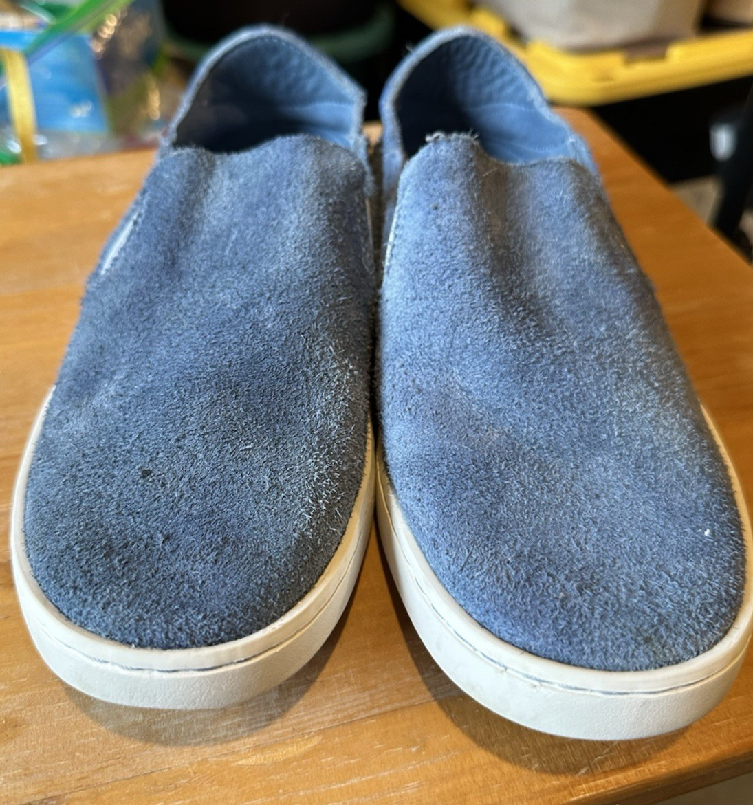 Olukai womens 8.5 Pehuea Luxe Light Blue Slip On Leather beach casual boho chic