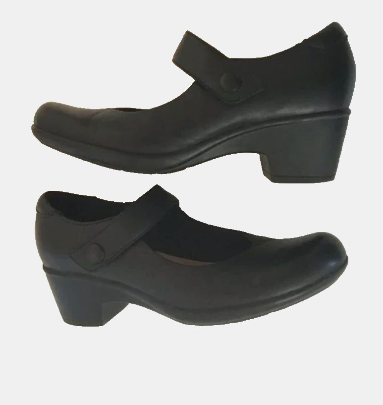 Clarks Hope Henley Black Leather Mary Jane 7.5 M Comfort Shoes Academia Work