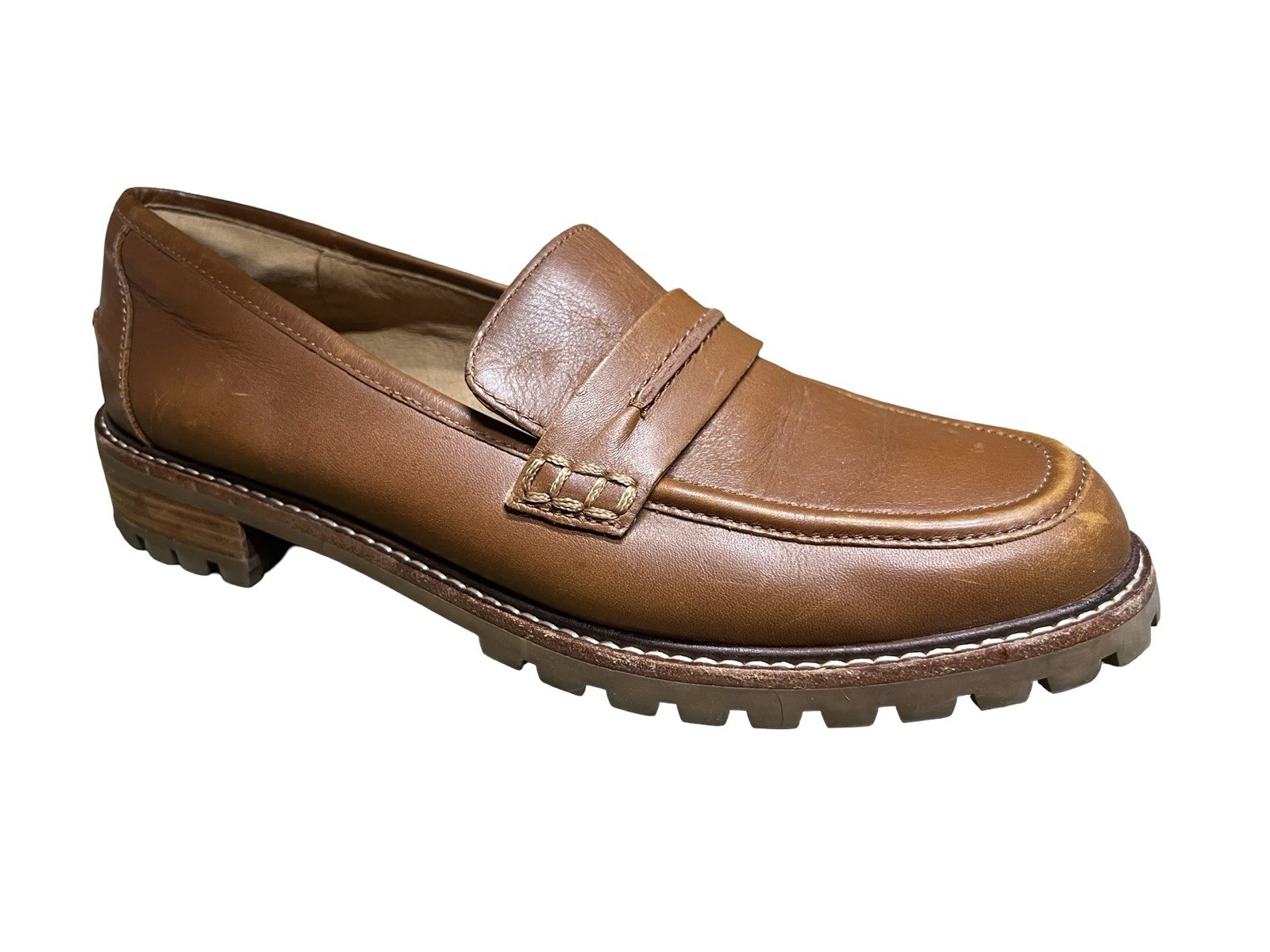MADEWELL Corinne Lugsole Loafers English Saddle Brown Leather Chunky 90s Sz 9