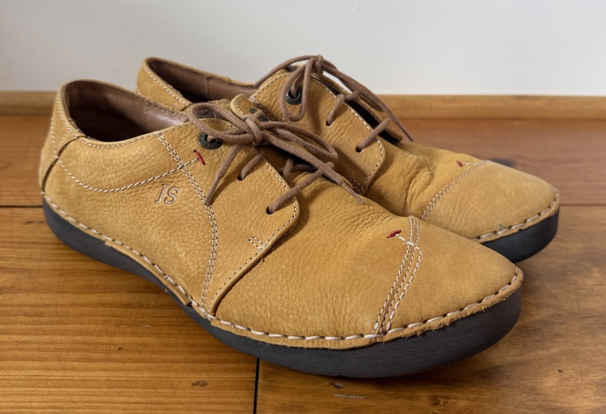 Josef Seibel Shoes Leather Comfort Lace Up Walking Shoes Germany Fergey 40 Tan