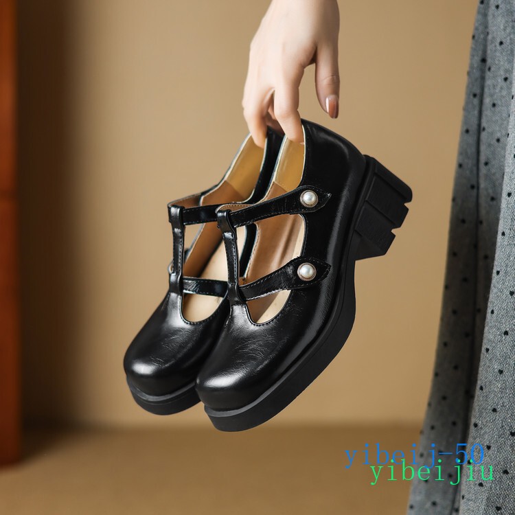Women’s Low Heel Mary Jane Leather T Strap Shoes Comfort Spring Casual Plus Size