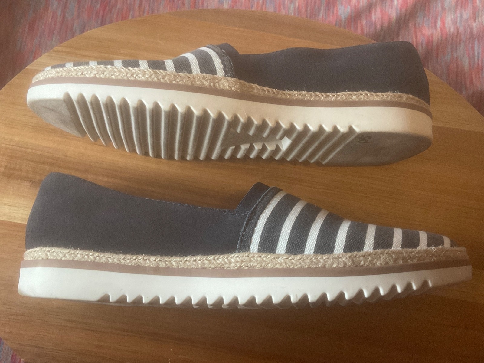 Clarks Collection Leather or Suede Slip-Ons Serena Paige Navy Stripe 8M
