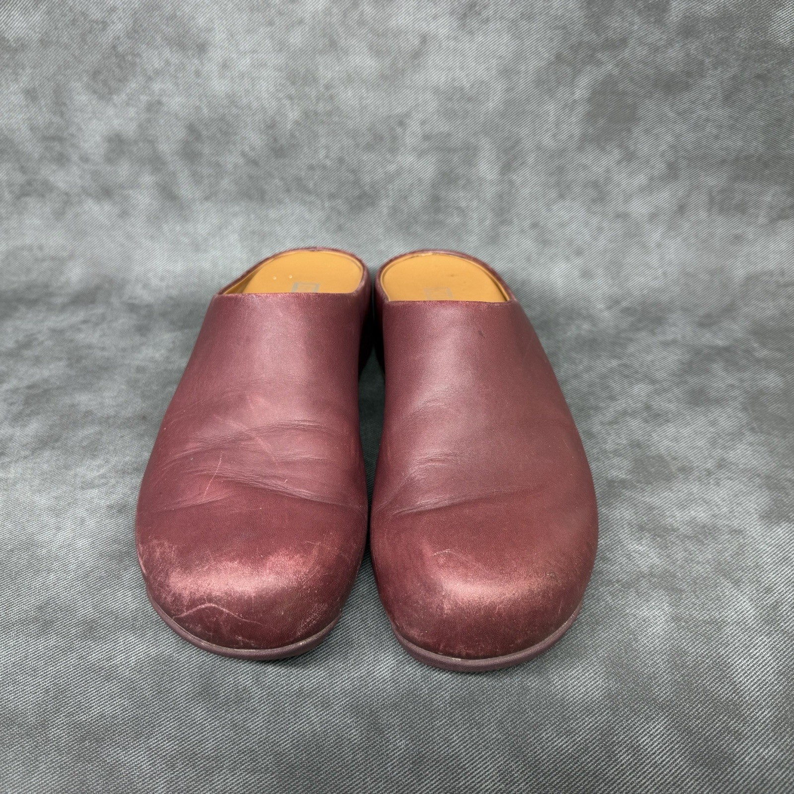 Fitflop Shuv Leather Red Clog Womens Size 9 Comfort Slip On Mule Shoe