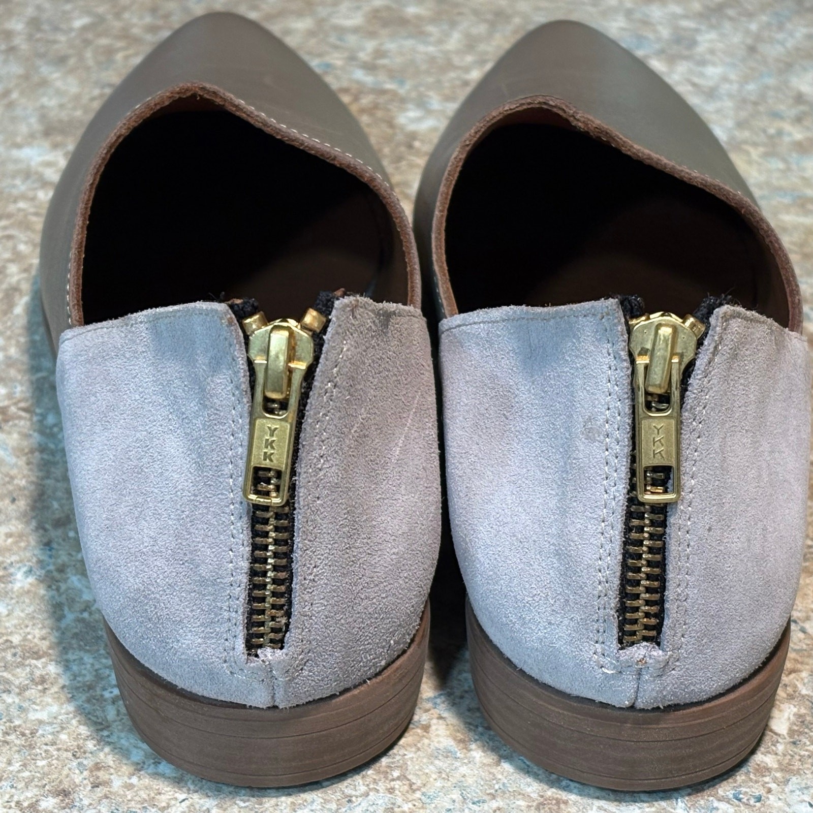 Bueno Beau Pointed Toe Loafer Slip on Leather Suede Gray Quiet Luxury Shoes 39