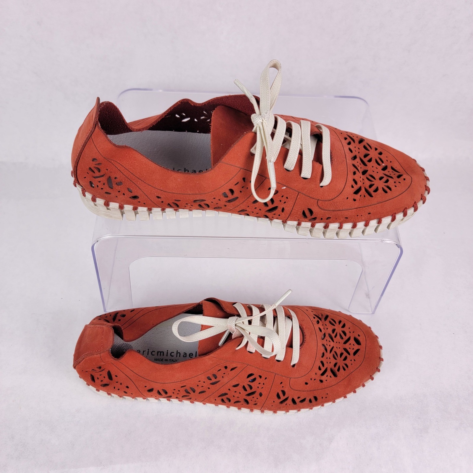 Eric Michael Laser Cut Suede Lace Up Nubuck Sneakers Womens 6.5-7 Casual Preppy
