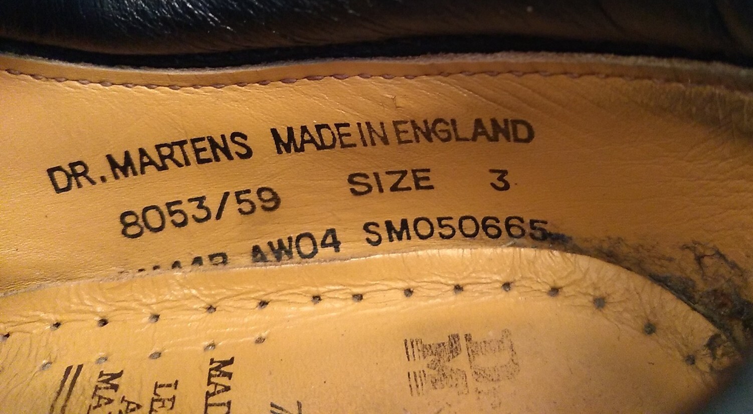 Dr Martens Shoes Sz 3 Doc Black Leather Shoe 8053 5 Eye
