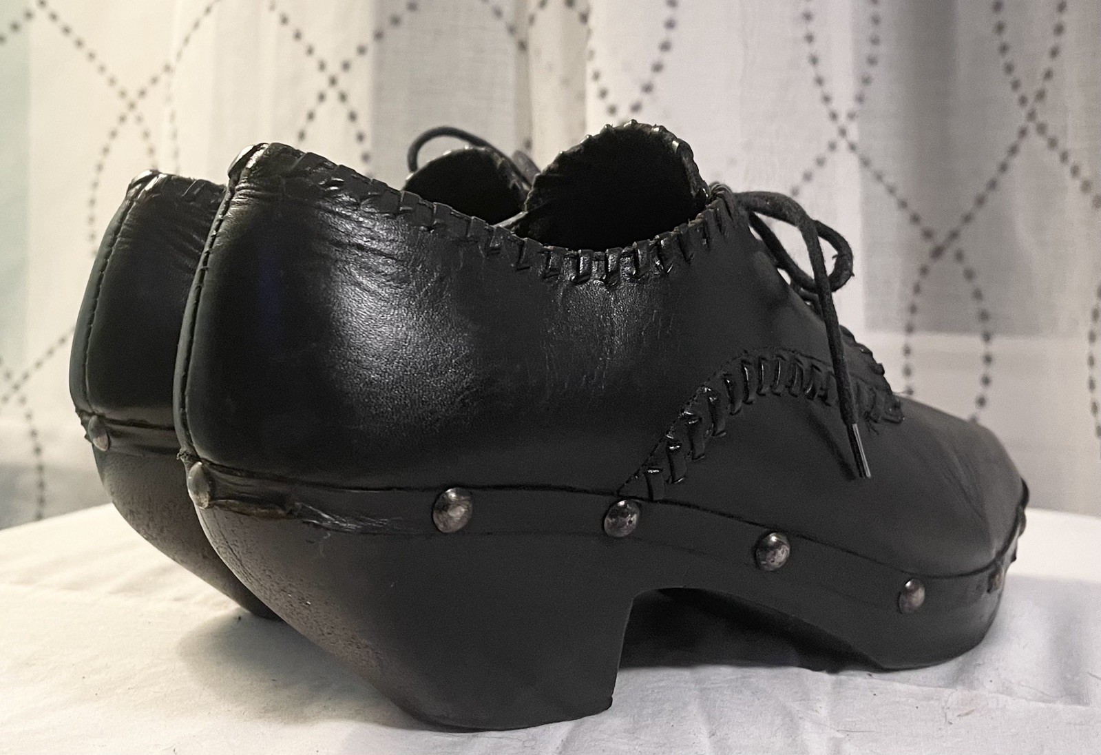 Pina Colada Size 10 Leather Wood Western Boho Studded Clogs Made in Spain