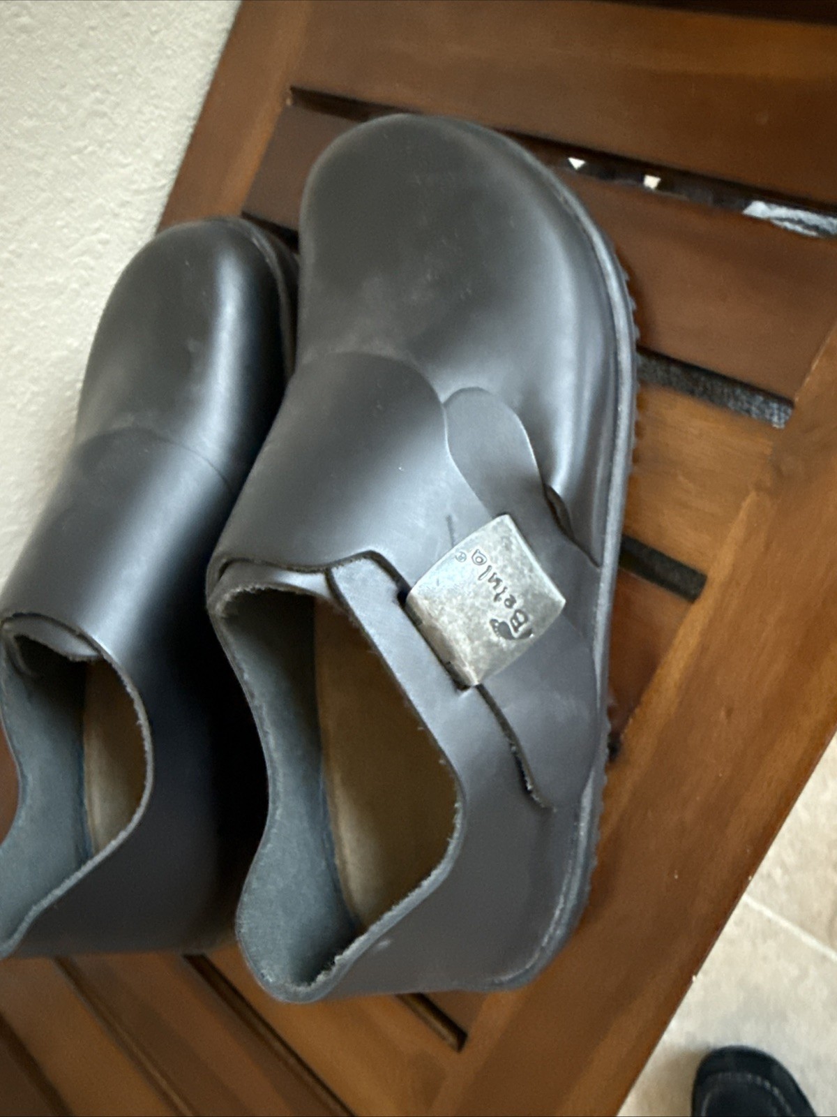 Vintage Birkenstock Betula Charleston EU 40 Blk Lthr Shoes Metal Closure