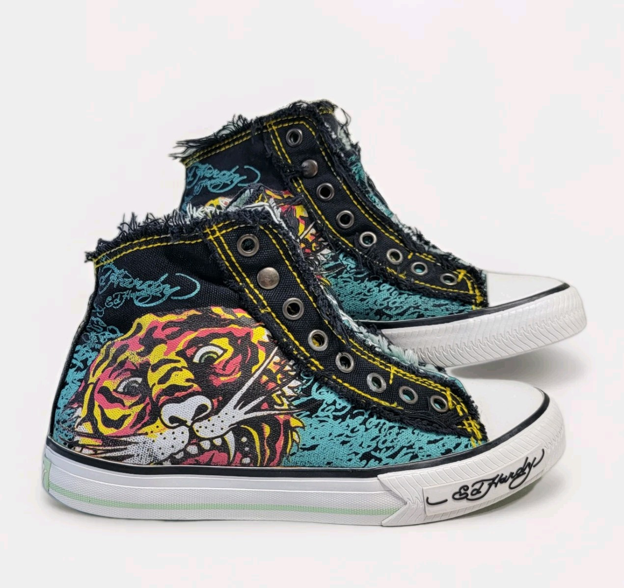 VTG Y2K Ed Hardy Original Tige Graphic Print High Top Slipon Sneakers Women’s 6