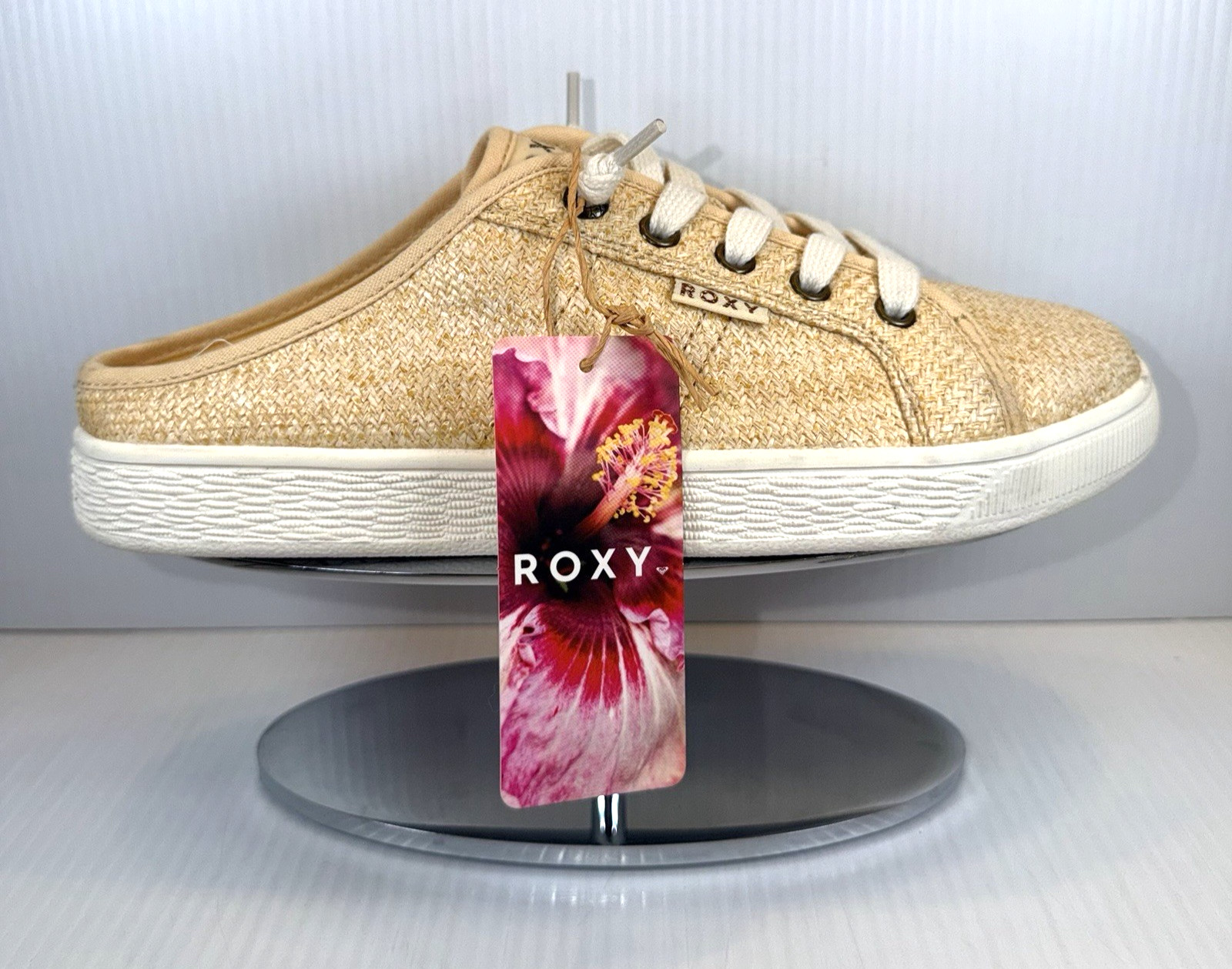ROXY Women’s Natural Sunny Stroll Sneakers Size 8 – Woven Bamboo Beach Vibes New