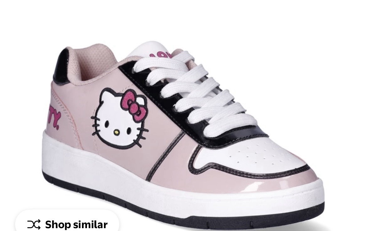 Hello Kitty Shoe Sanrio Women’s Size 7 Pink White Cute Casual Court Sneakers New