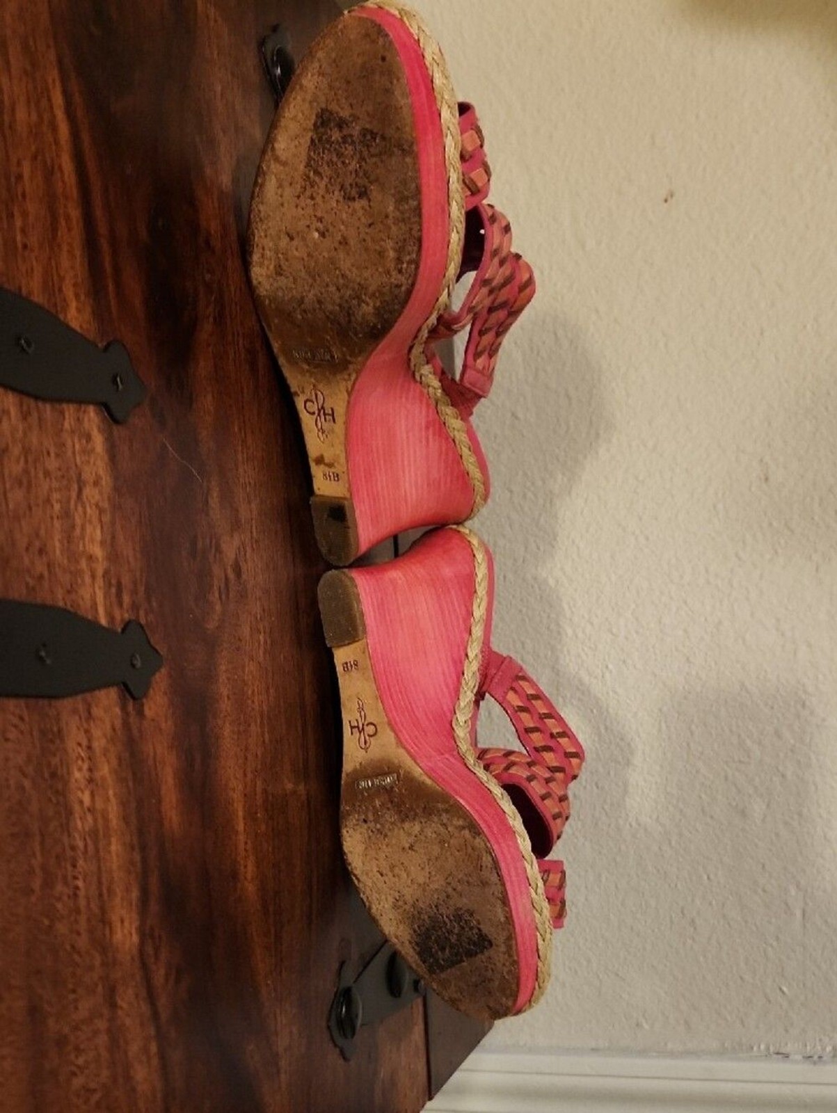 Cole Haan Pink Braided-Strap Slide Mules Sz 8 1/2 B