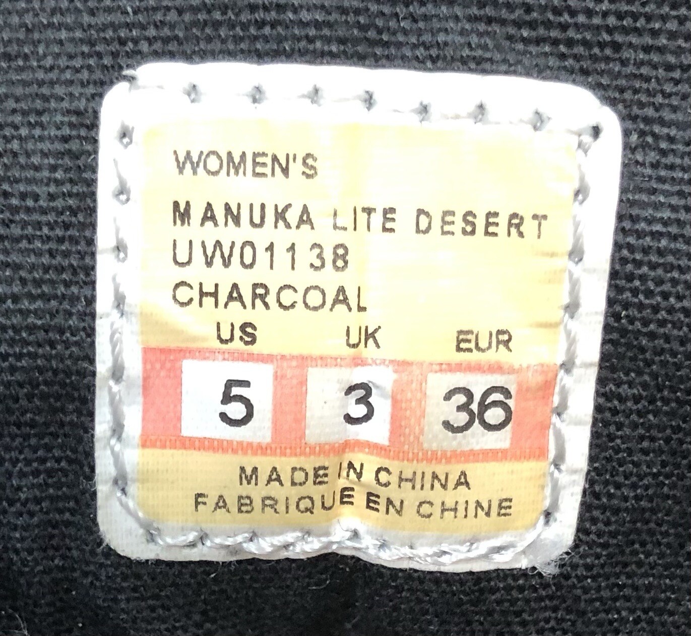 CUSHE Manuka Lite Desert Womens Lace Up Chukka Sz US 5 EU 36 Charcoal Comfort