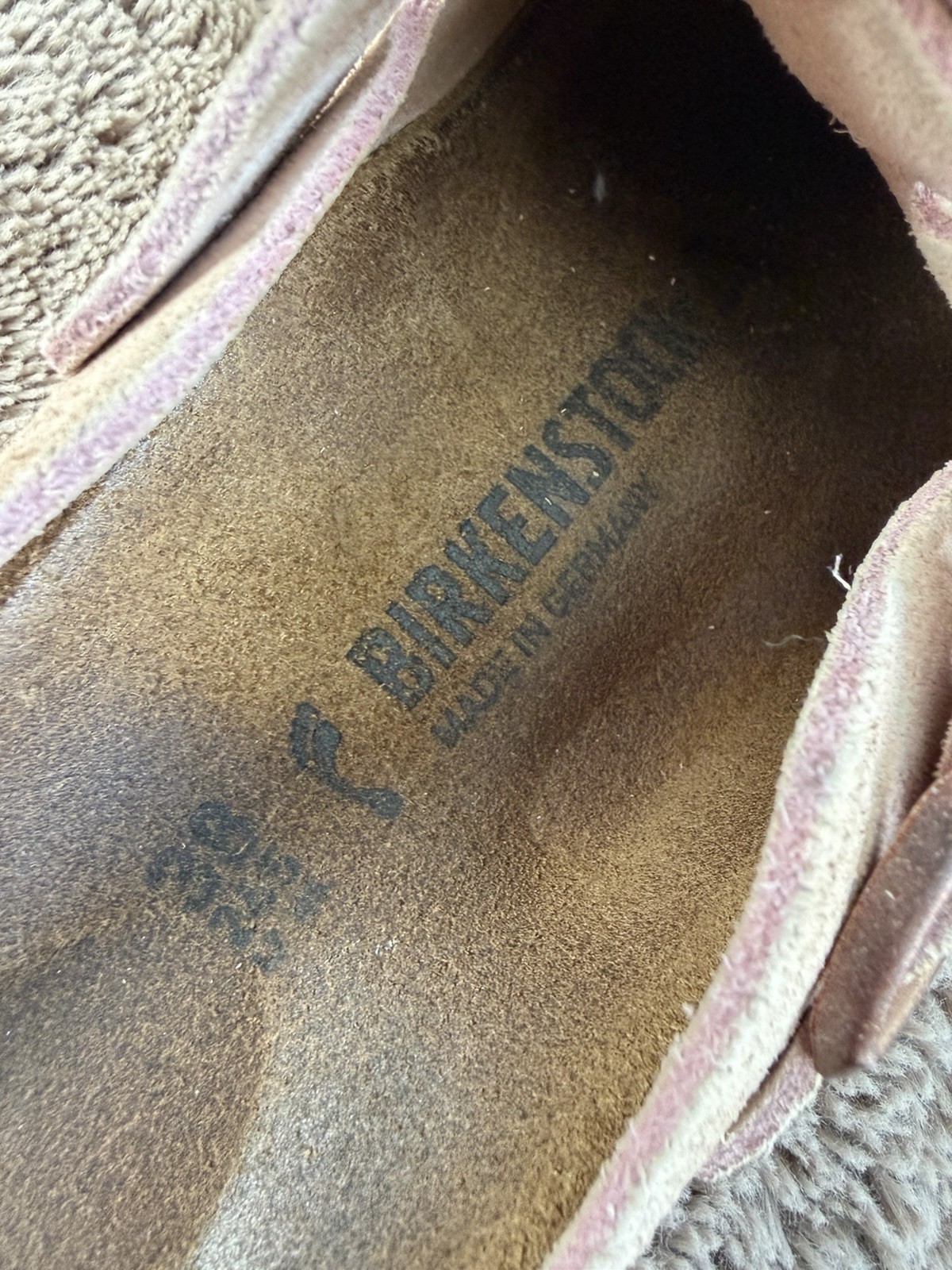 Birkenstock Boston Suede Clogs Sz 38 7-7.5 Women’s Taupe Sandals Made In Germany
