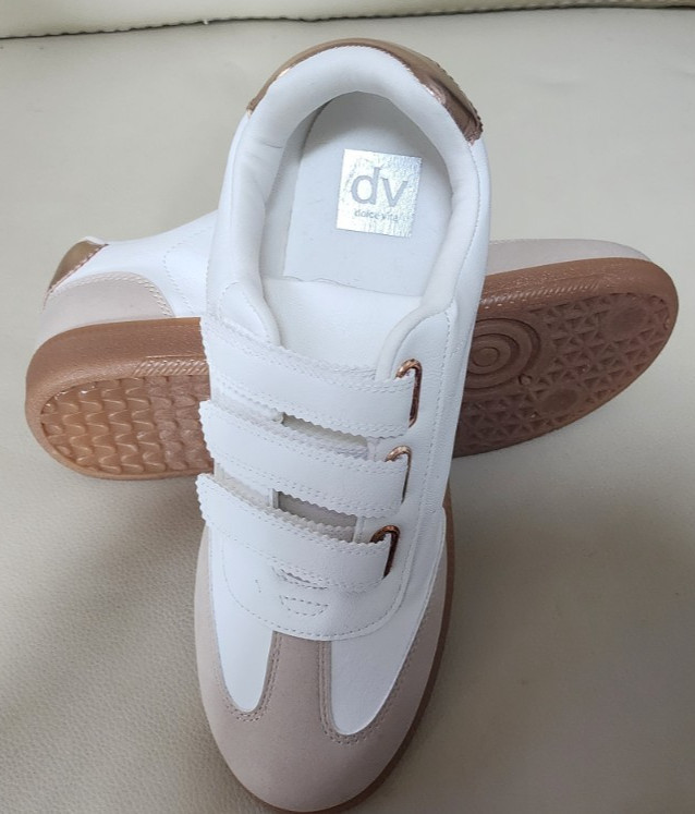 Dolce Vita Quick Faux Leather Sneakers Women Size 7.5,8,8.5,9,10 – White/Beige