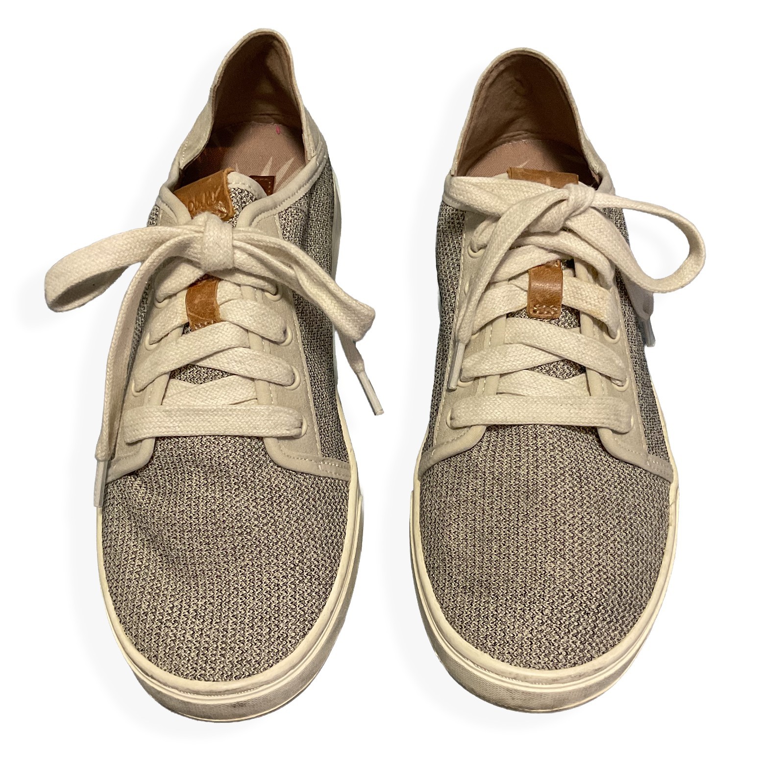 OluKai Pehuea Li Womens 8 Gray Tapa Mesh Lace Up Sneakers 20379-2020