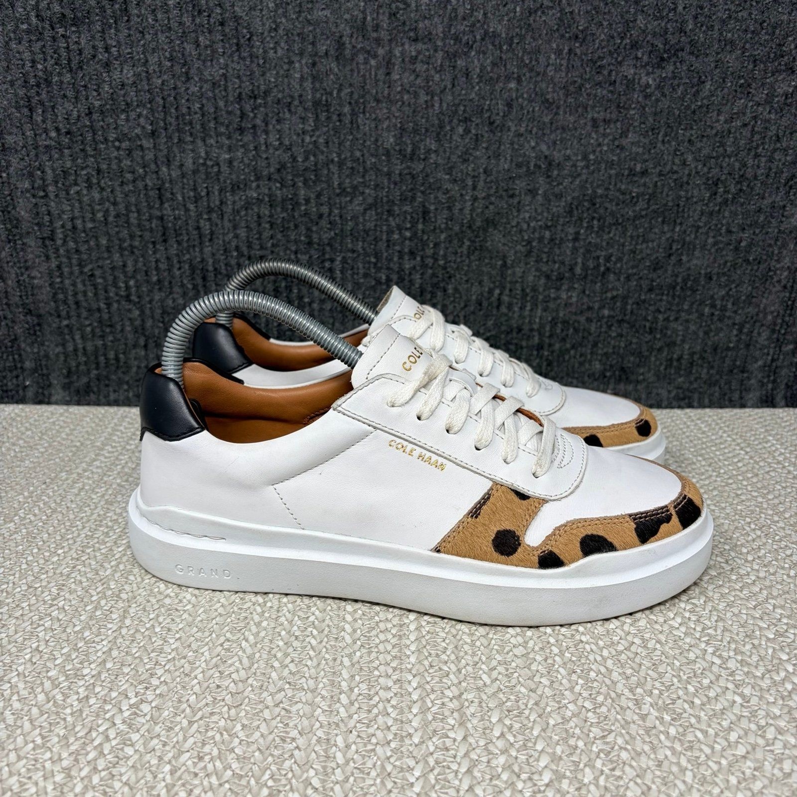 Cole Haan GrandPro Rally Court Sneakers Optic White Jaguar Print Women’s 7.5 B