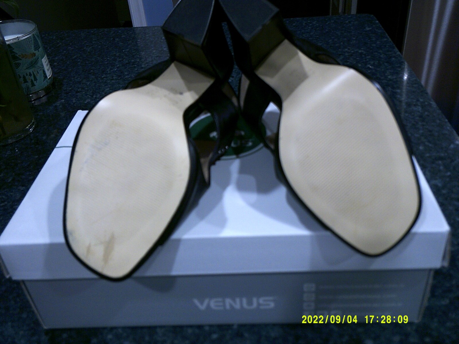 VENUS BLACK LEATHER SHOES SIZE 7.5 US, 38 EUR