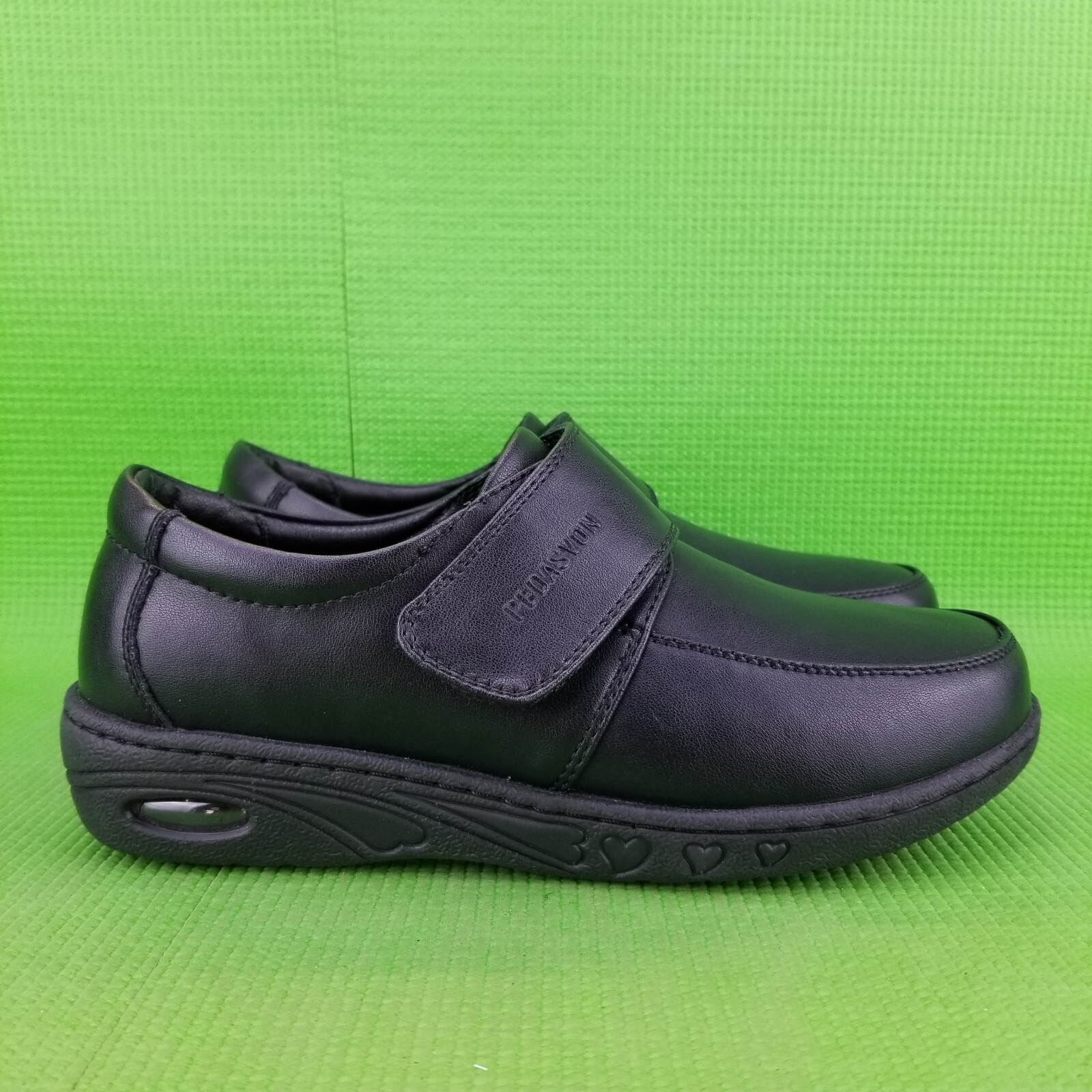 ✅PEDASVON Nursing Restaurant Comfort Shoes Womens 8.5 Black Leather Light Loafer