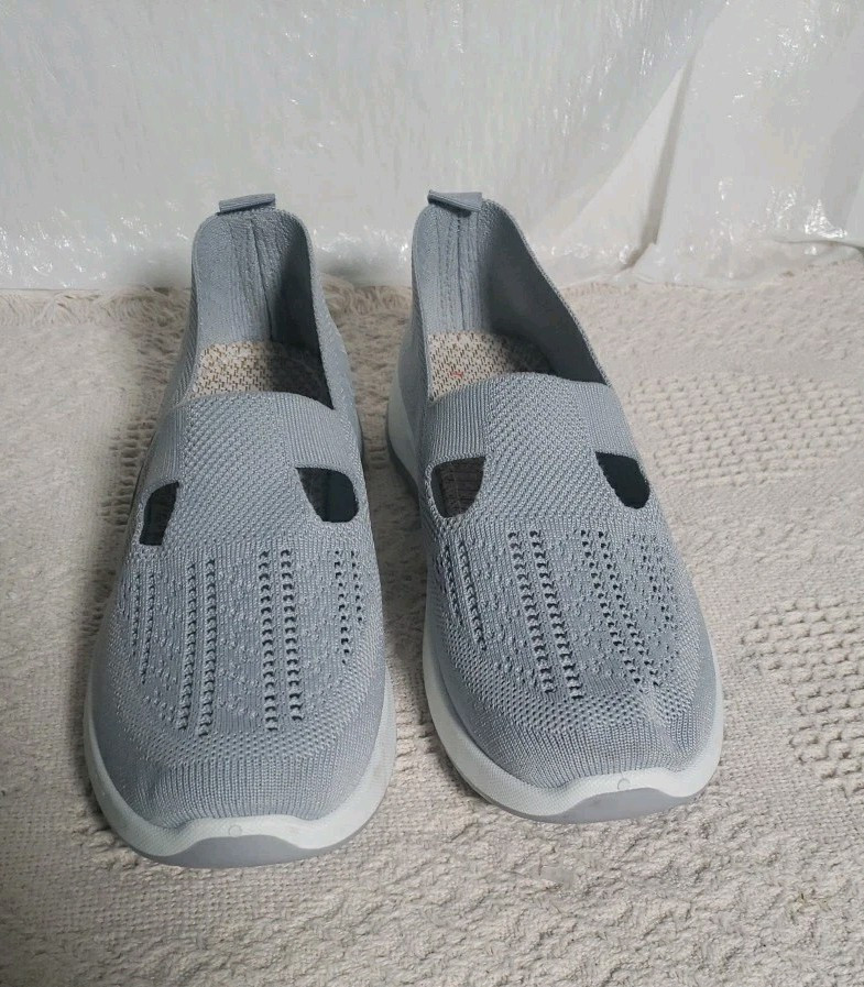 Womens Slip On Shoes Mesh Light Gray EU 42 Womens 9 Walking Cruise Beach Casual
