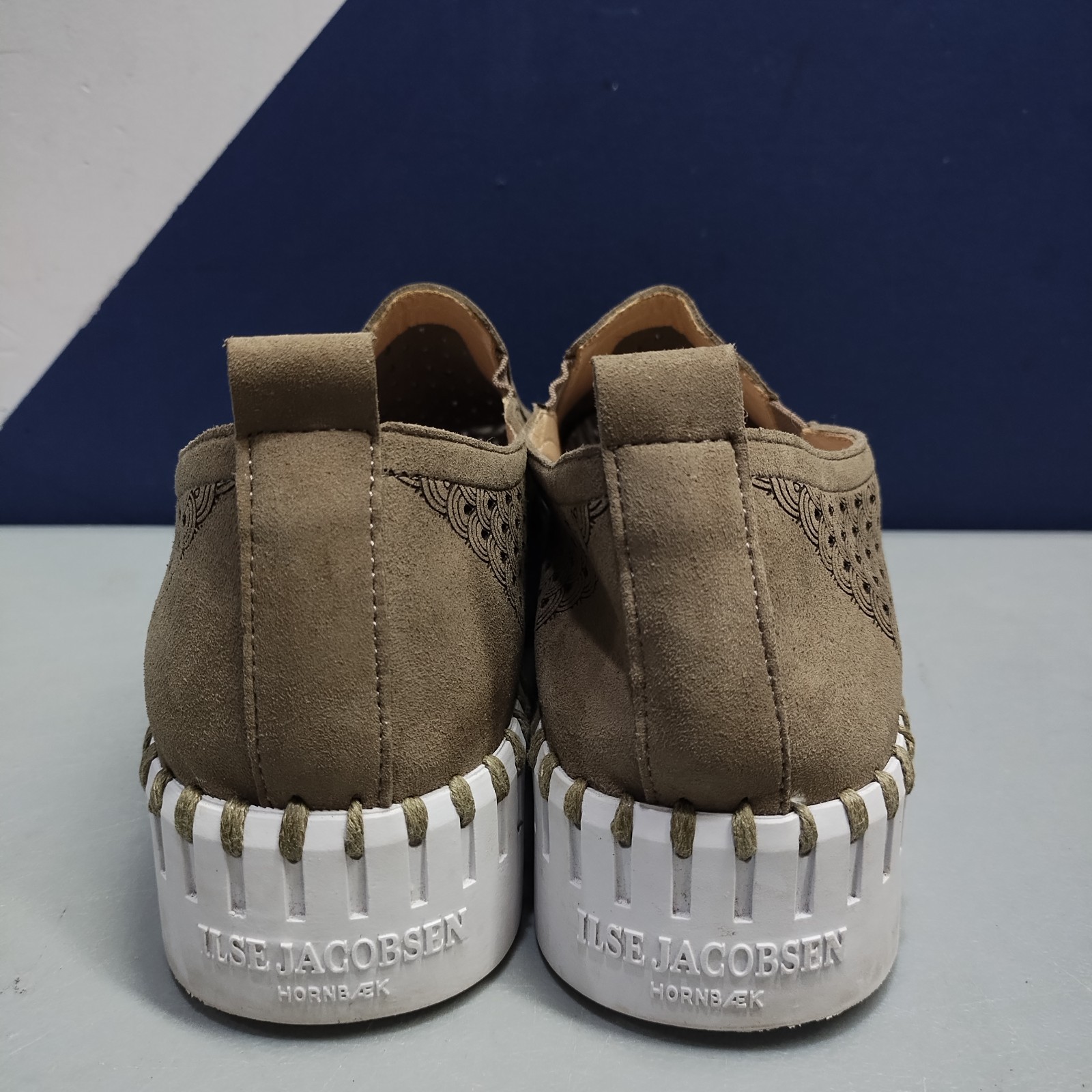 Ilse Jacobsen Hornbaek Platform Sneakers Womens Size 7.5 Brown White Perforated