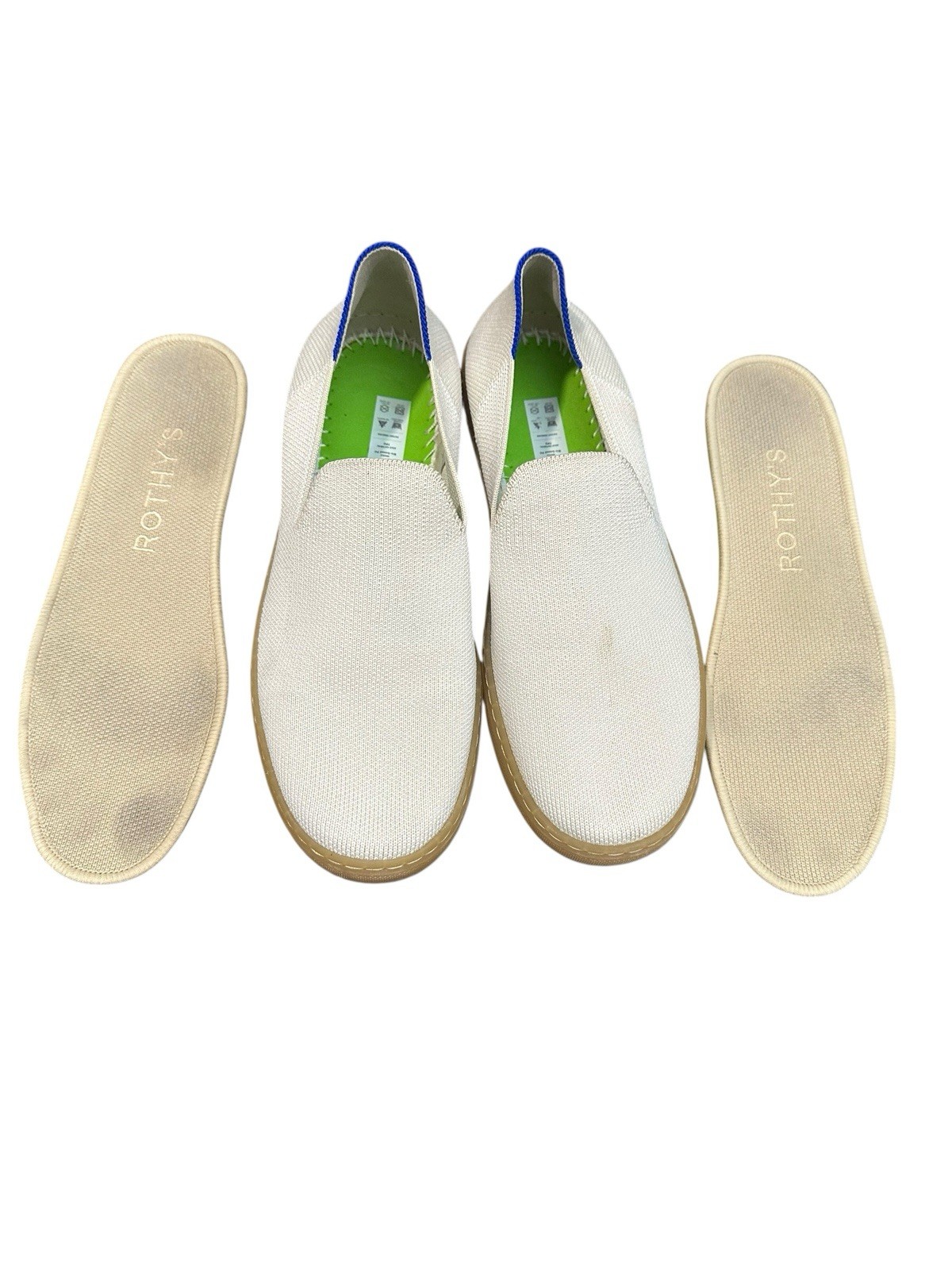 Rothy’s The City Slip On Sneakers Womens Size 7.5 Ivory Comfort Flat Gum #S65-1