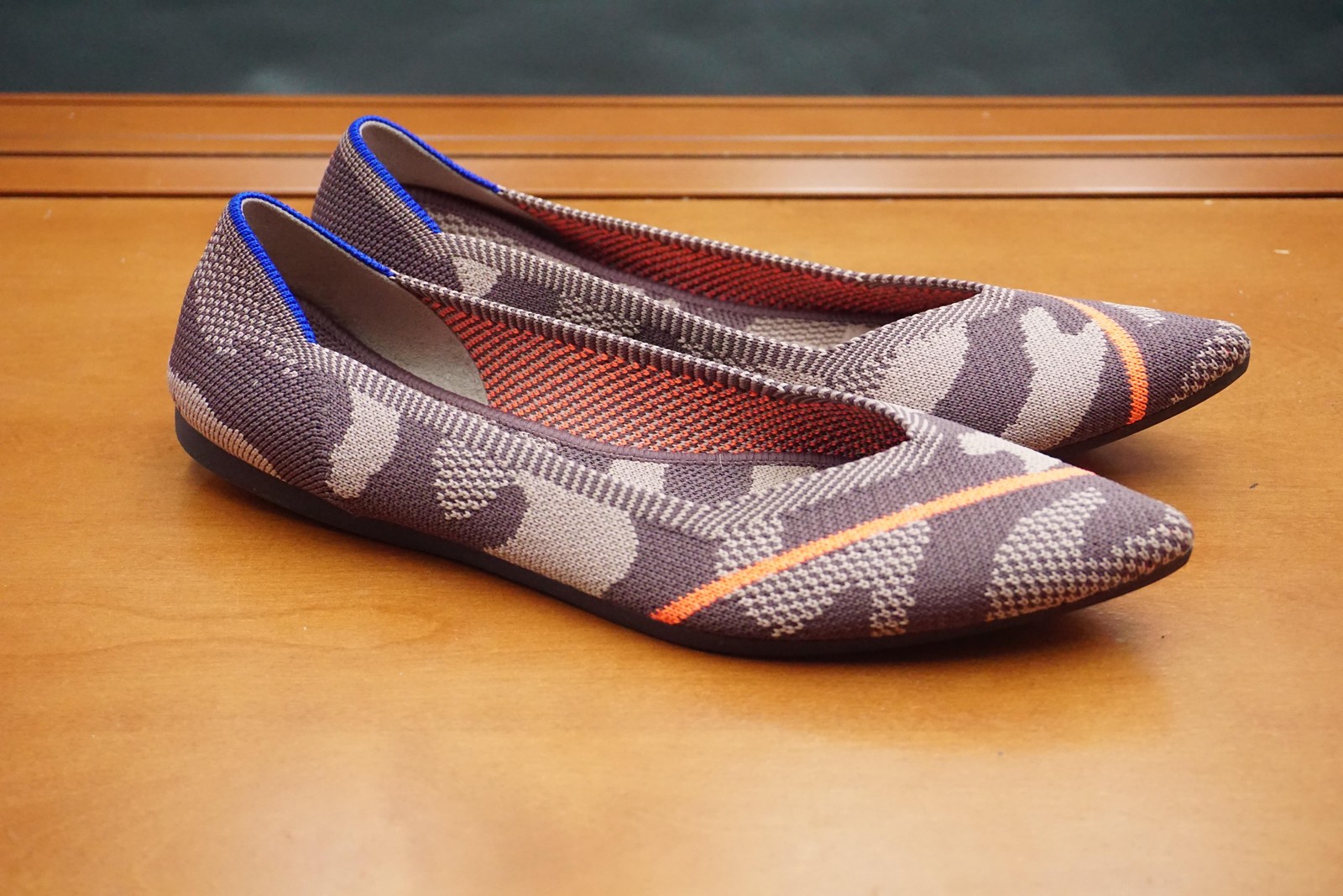 Rothy’s Ballet Women’s 8 Brown Camouflage Pointed Toe Flat Slip On Shoes