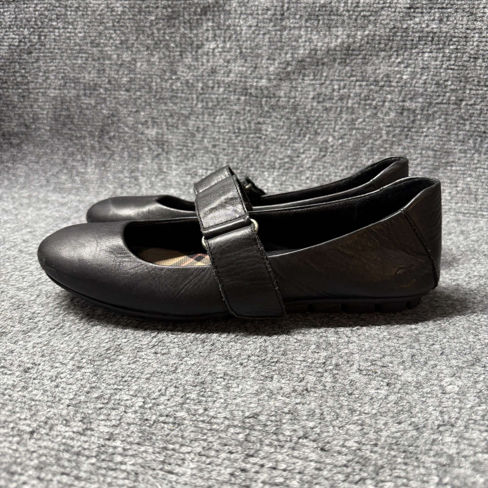 Born Mary Jane Flats Womens 8.5 Black Leather Hook & Loop Casual Comfort Shoes
