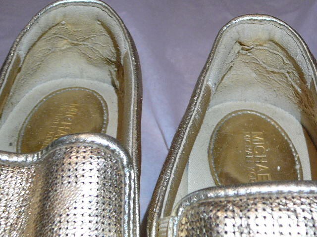 Michael Kors Women’s Leather Metallic Gold Spotted Slip On Shoes Sneakers-Sz 5M