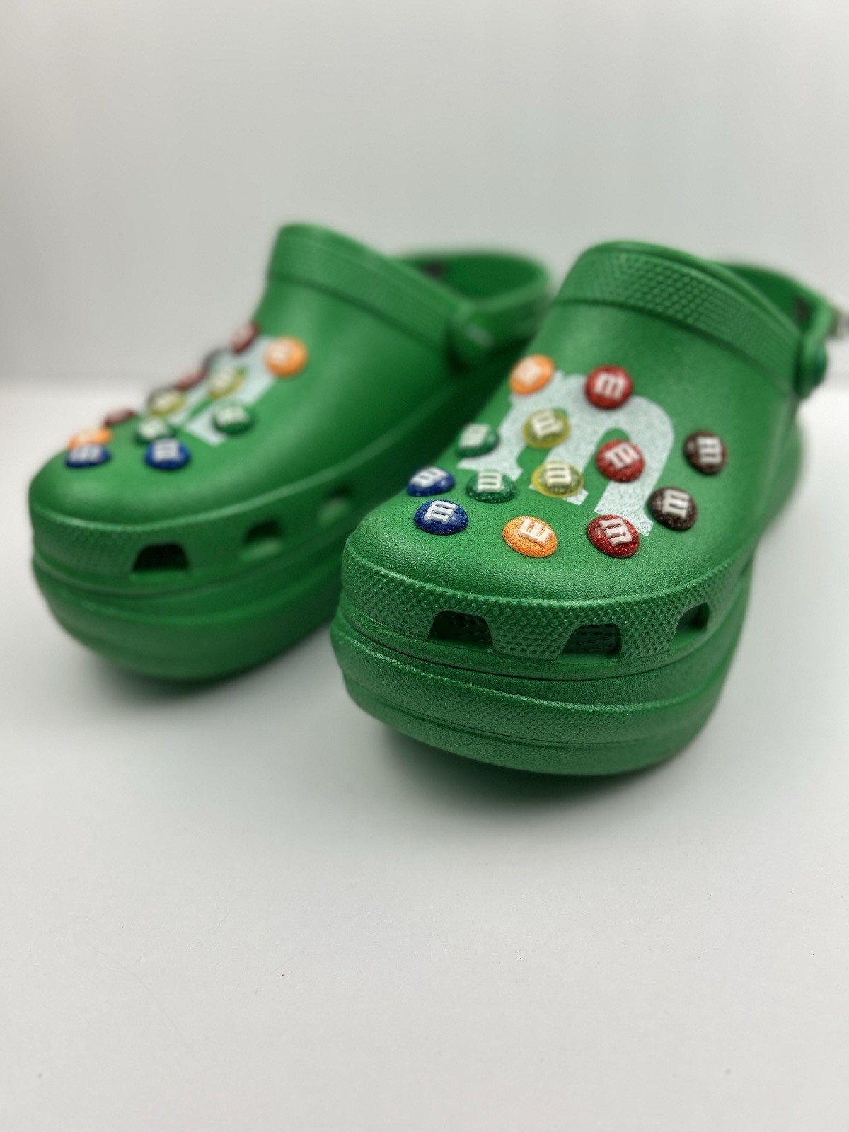 M&M’s x Crocs Classic Bae Platform Clog Green Multi Glitter Womens Size W9