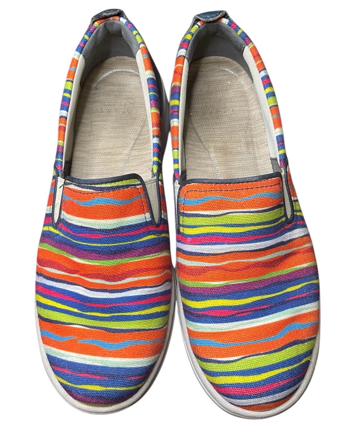 Dansko Belle Multiple Stripe Canvas Slip-On Sneakers Loafers Women’s 38 7