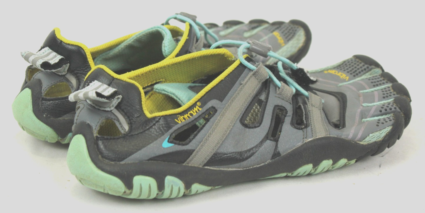 VIBRAM FIVE FINGERS GRAY/TEAL WATER SHOES SANDALS SIZE 39 GC!
