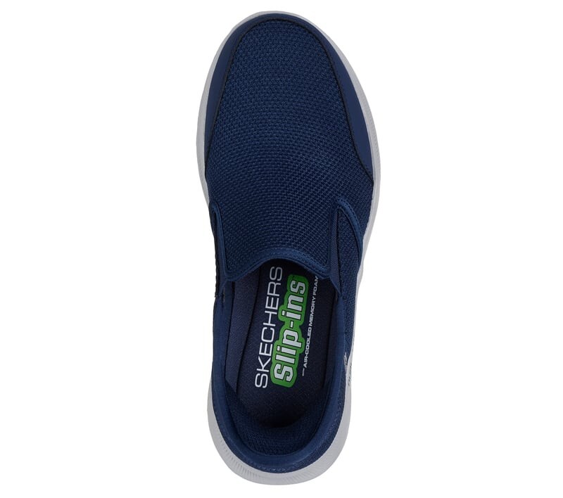 Skechers Men’s Shoes Navy Slip Ins on Mesh Sport Air Cooled Memory Foam 232926