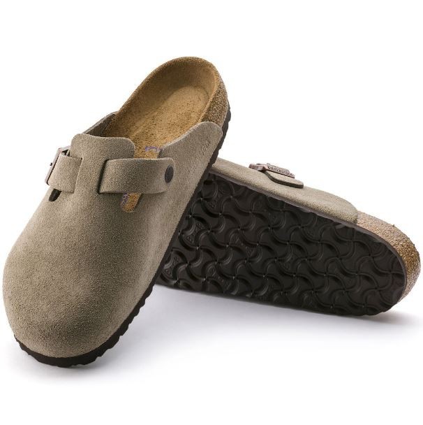 New Birkenstock Boston Soft Footbed Suede Taupe Clogs 35 EU Narrow Width