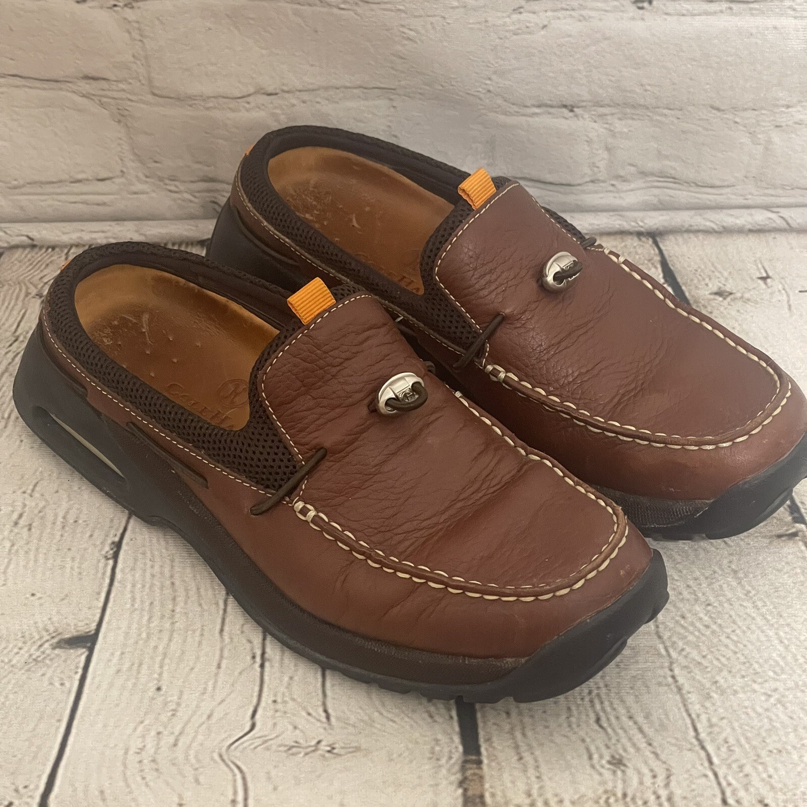 Women’s Cole Haan Air London Saddle Brown Leather Slip On Mule Shoes Size 7