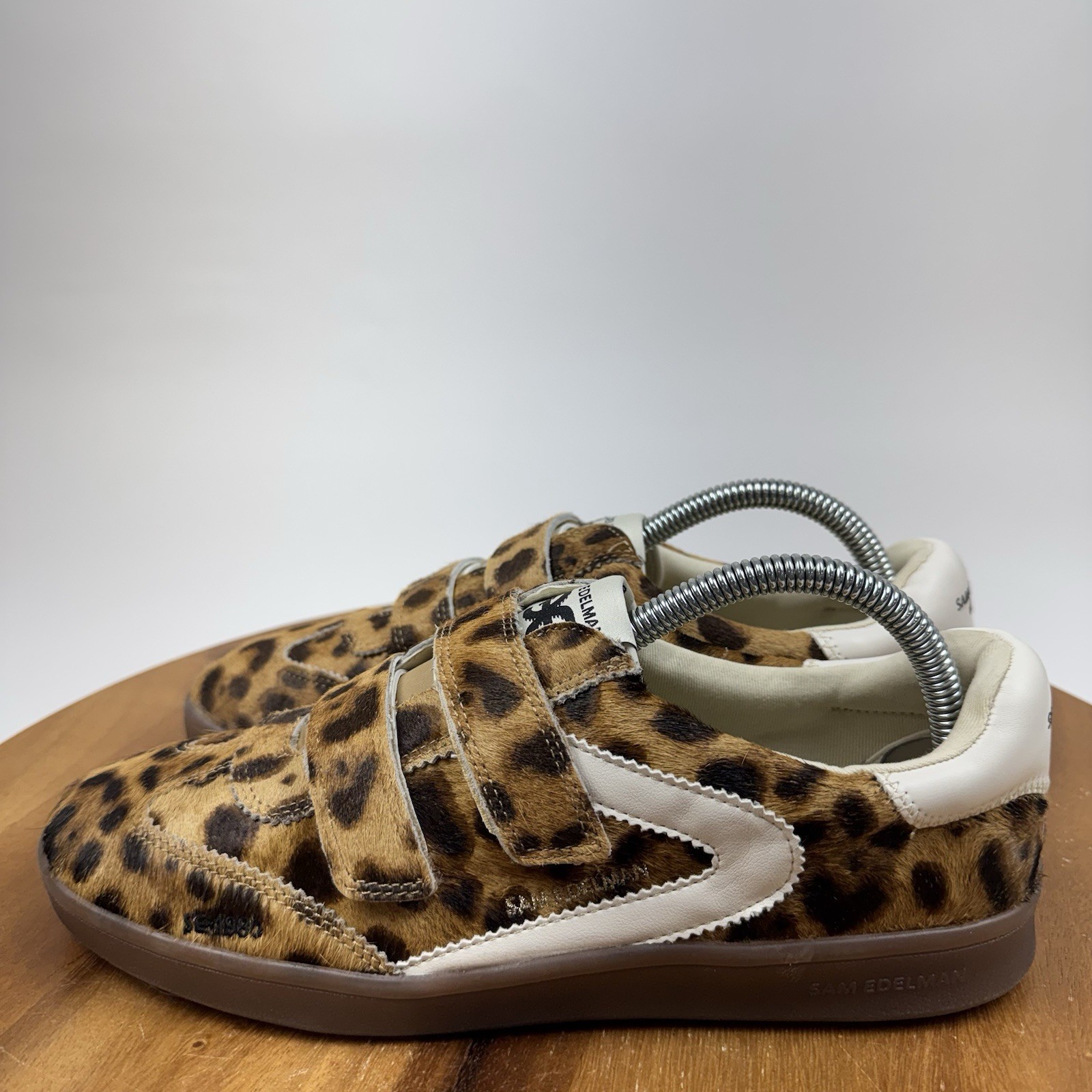 Womens Sam Edelman Talia Tan Faux Fur Spotted Casual Sneakers Shoes Size 8.5 M