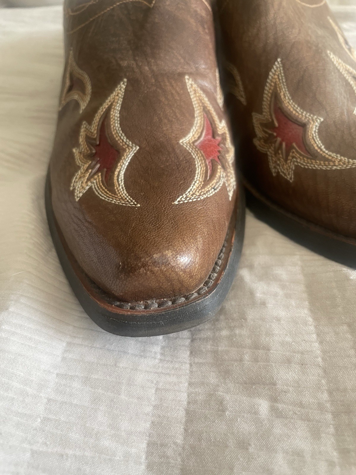 Ariat Manzanita Brown Red Stitched Leather Western Ranch Mule Women US 8.5B Boho