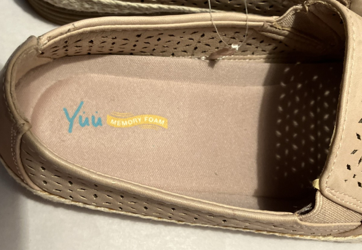 New Yuu Lacey Womens 8M Tan Ventilated Memory Foam Insole Comfort Espadrilles