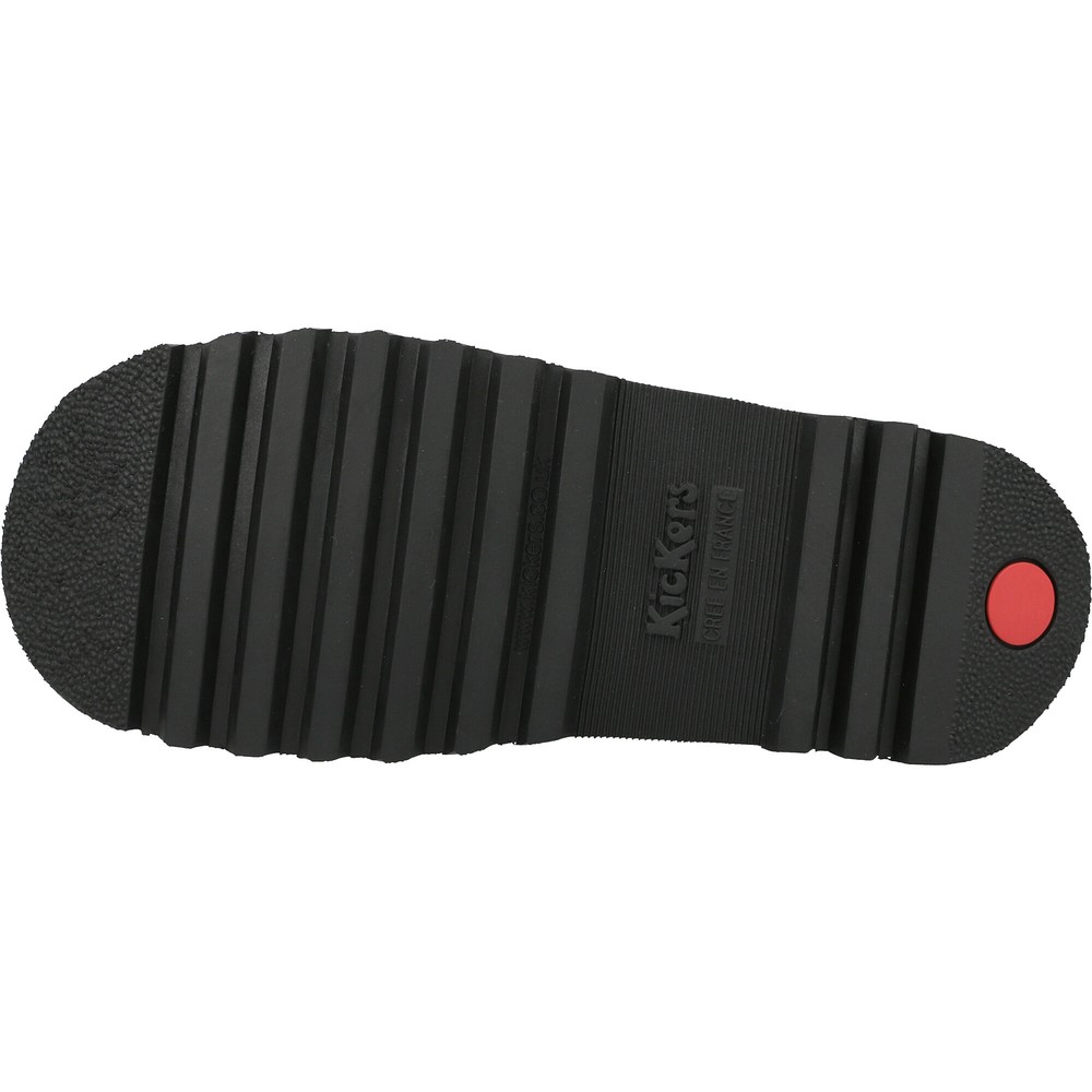 Kickers Kick T-Bar Black Leather Shoes School T-Bar Style with Chunky Sole