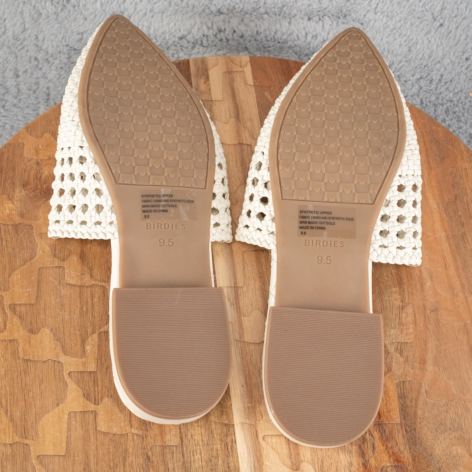 Birdies The Dove White Woven Pointed-Toe Slip-On Mule Size 9.5