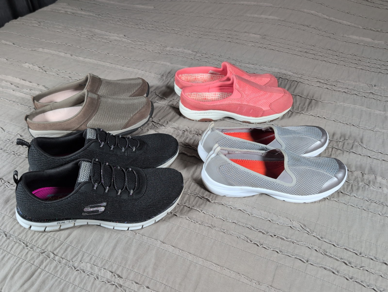 Lot of 4 womens shoes Easy Spirit Skechers slip on slide sneaker comfort size 9