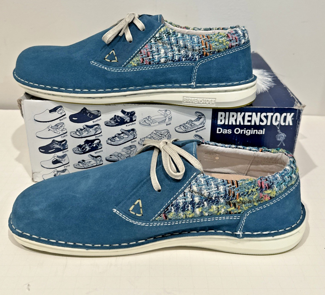 Birkenstock Size EU 42 US W11M9 Narrow Memphis Shoes Suede Textile Petrol Blue