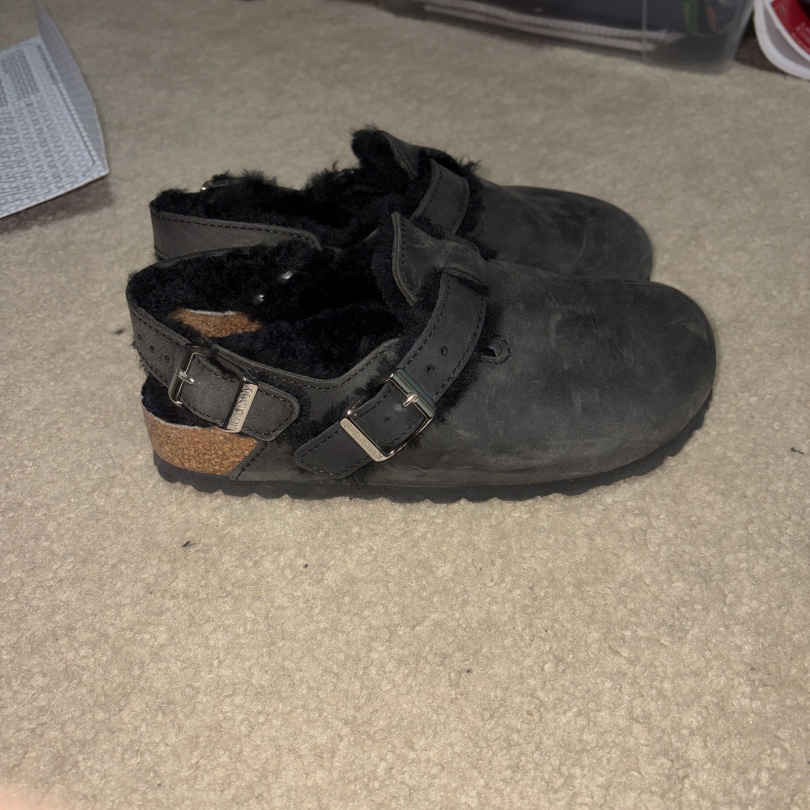 Birkenstock Tokio Shearling Black Natural Leather oiled clogs – US Women size 4