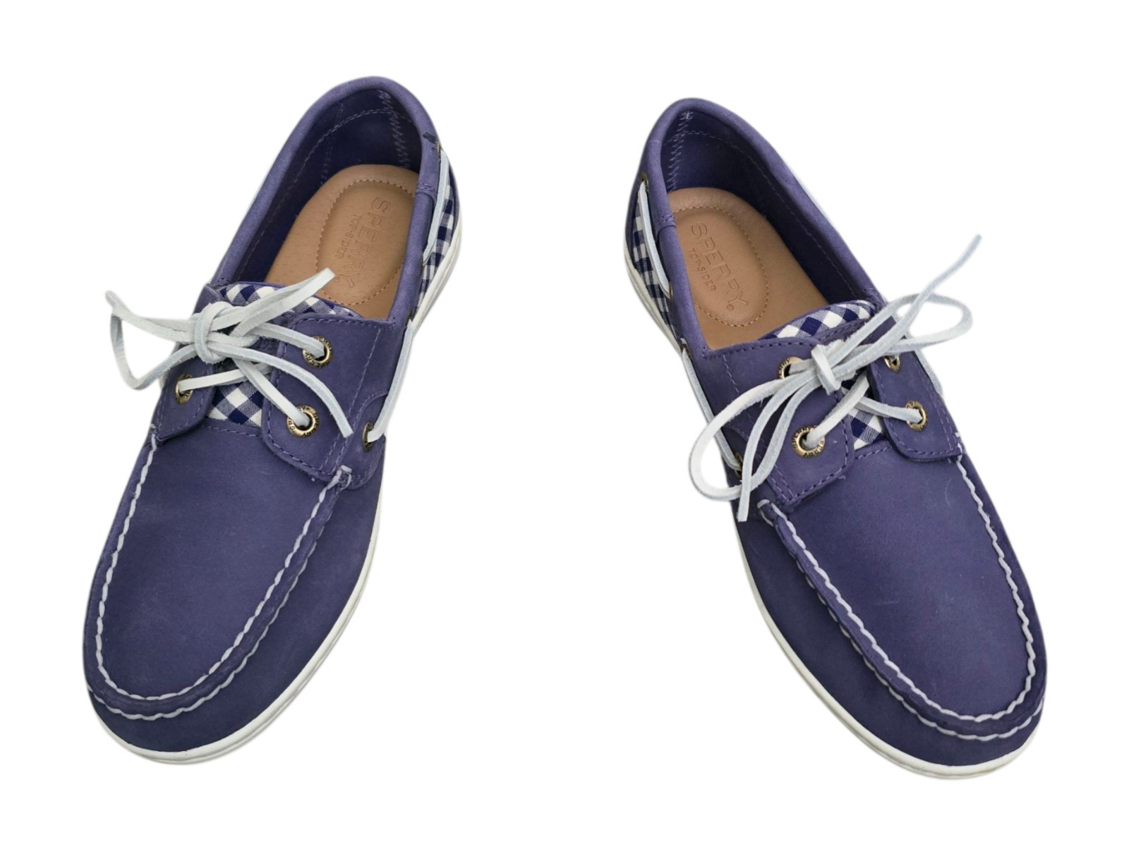 Sperry Koifish Gingham Womens 2 Eye Boat Shoes Size 6.5 W Purple New READ