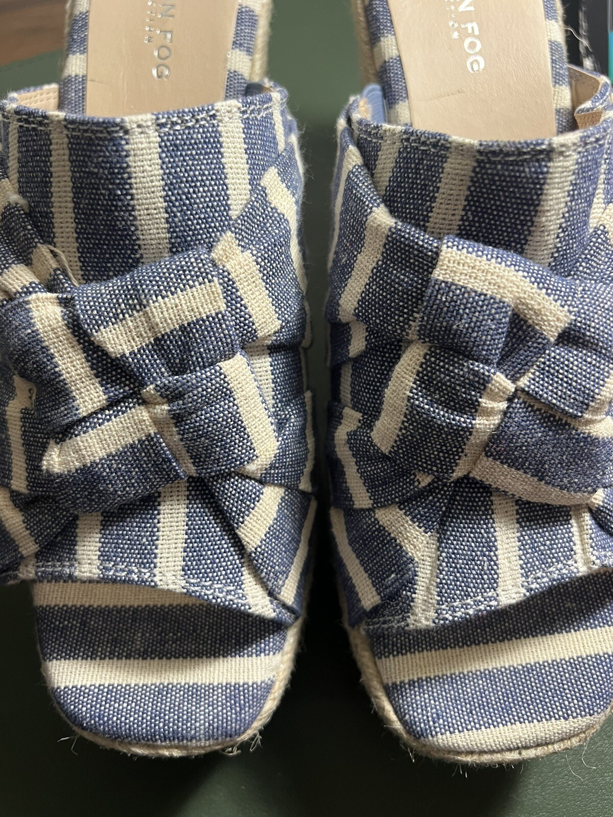 LONDON FOG Womens Heidi Espadrille Wedge Sandals w/ Knotty Bow Detail Size 9.5M