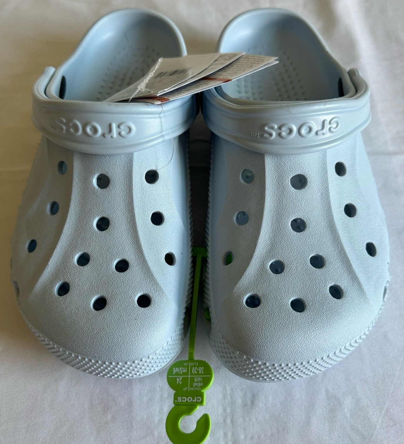 Crocs Baya Clogs Mineral Blue M6 W8 NWT Logo Lightweight Slip On Comfort Unisex