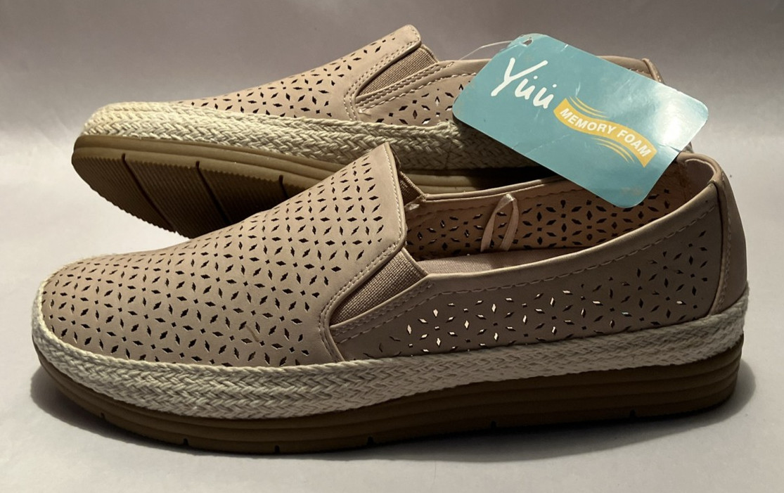 New Yuu Lacey Womens 8M Tan Ventilated Memory Foam Insole Comfort Espadrilles