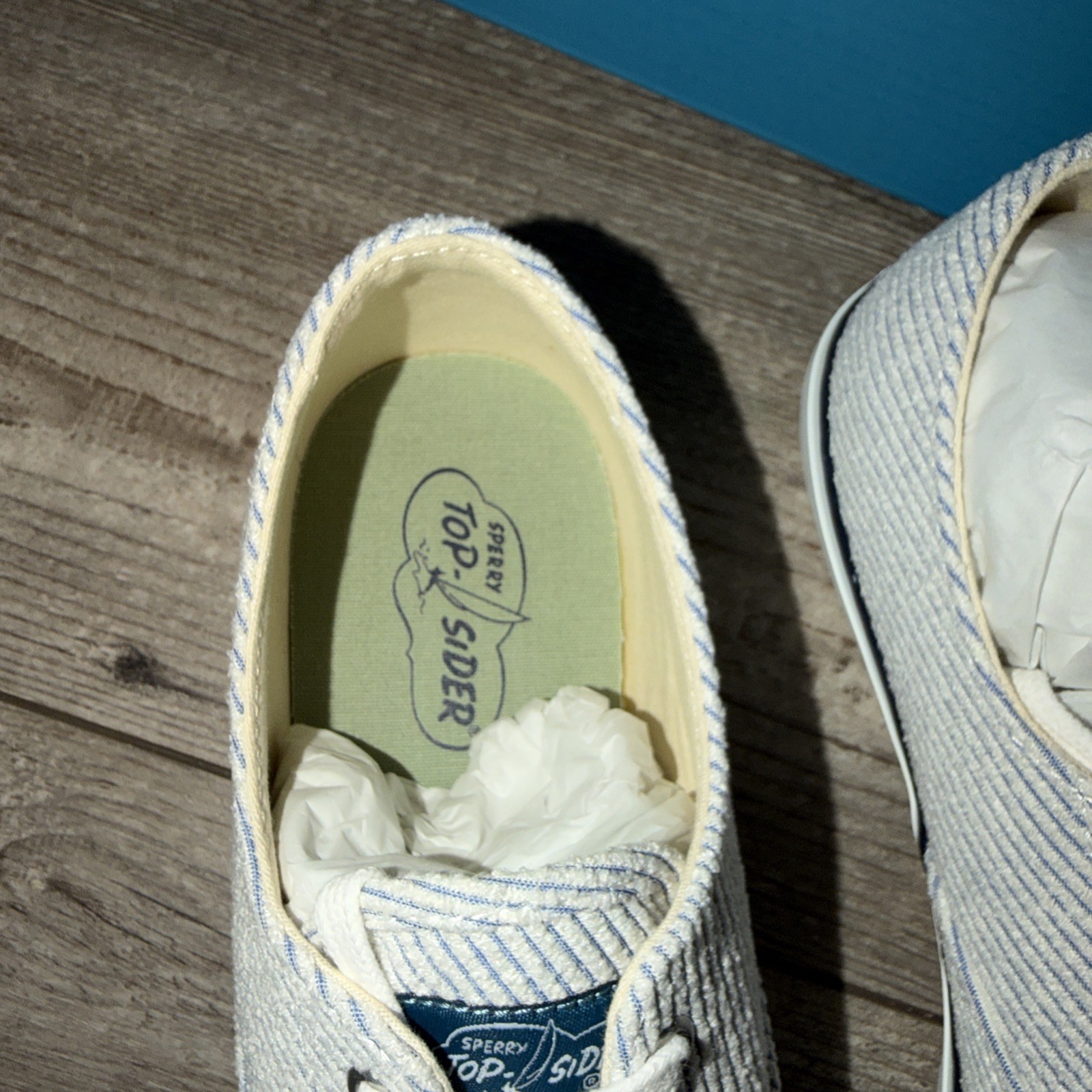 Sperry Shoes Womens 10 Classic CVO Sneaker Blue & White Striped New In Box