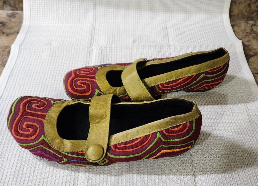 Motalas Mola Mary Jane Shoes Sz. 37 6.5 Colorful Handmade Columbia Boho